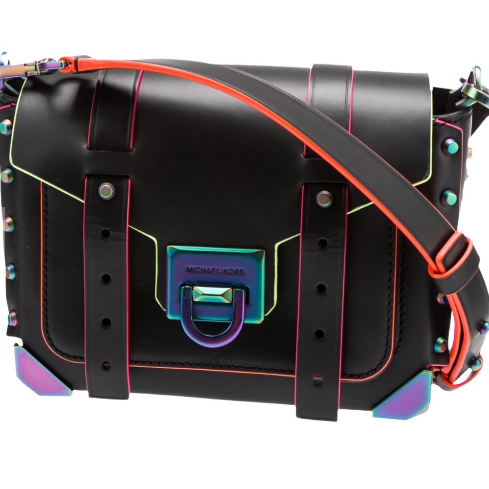 Michael Kors Black Bag with Neon Accents